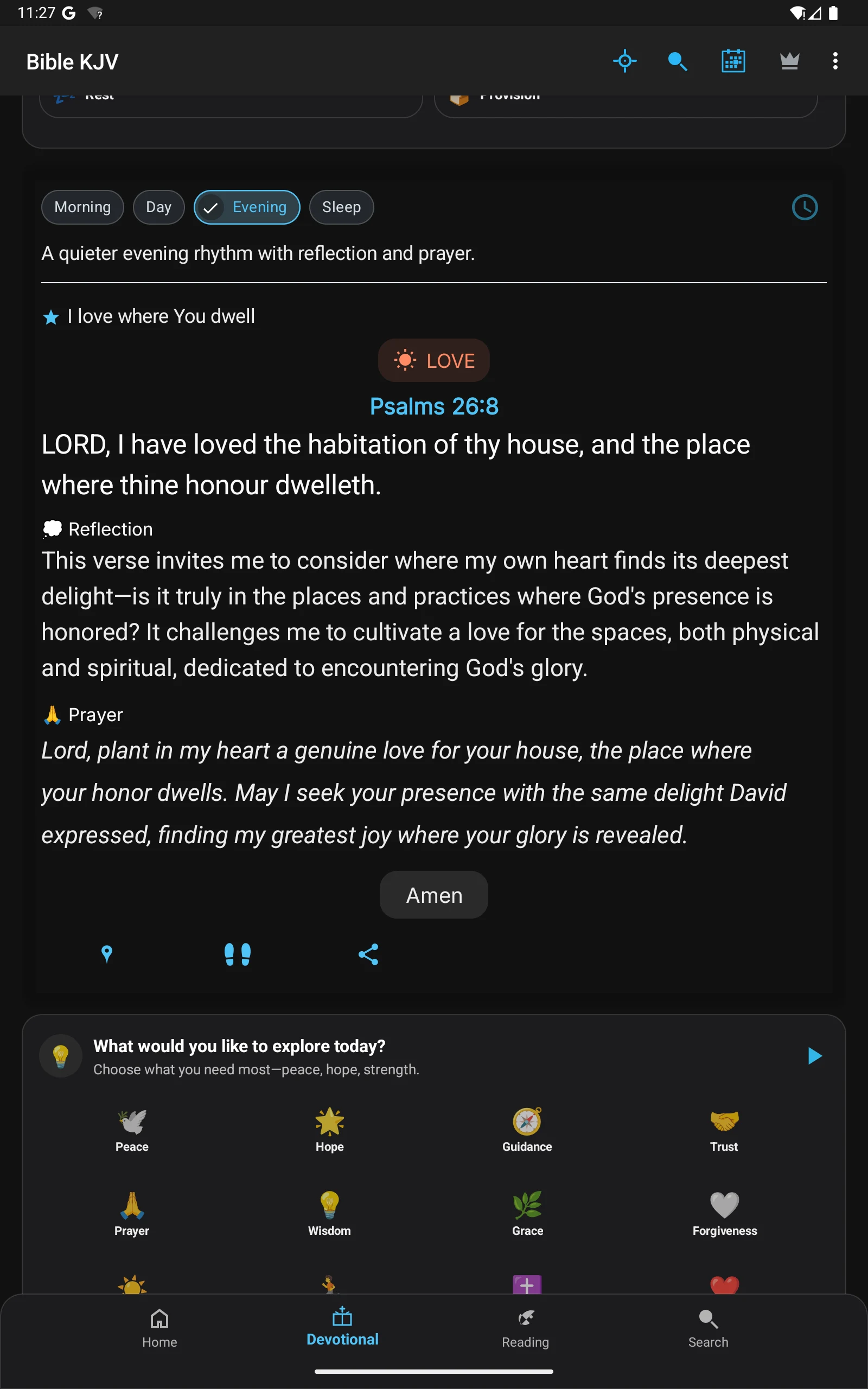 Evening verse of the day screen