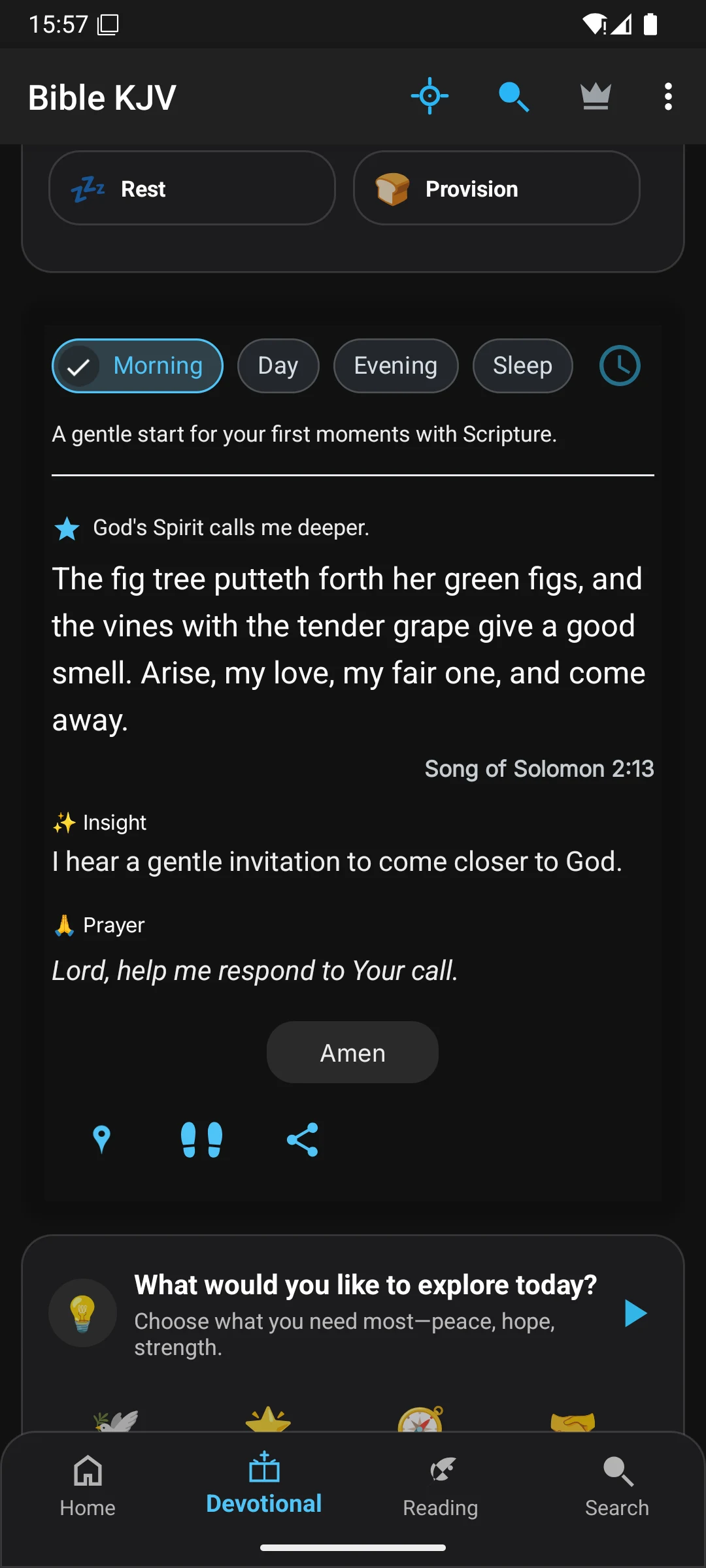 Morning verse of the day screen